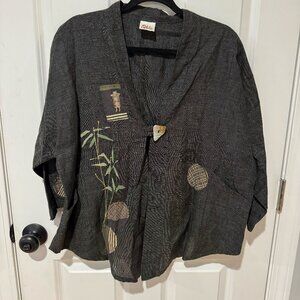 Odile Linen Hand Painted Patchwork Jacket Top - Size Small /‎ Medium